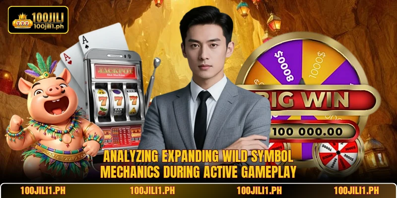 Analyzing expanding wild symbol mechanics during active gameplay