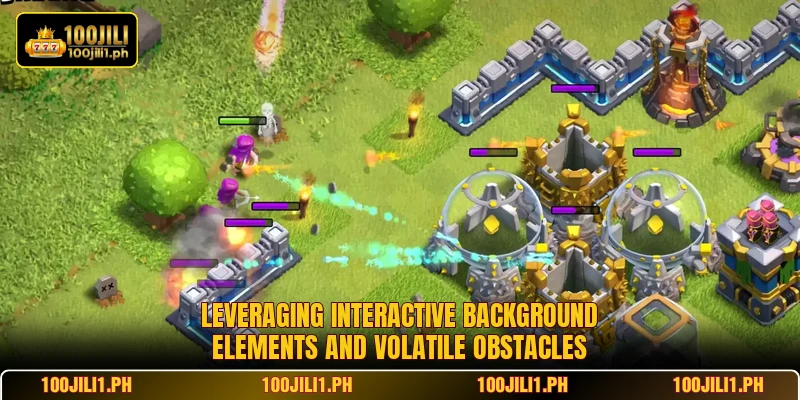Leveraging interactive background elements and volatile obstacles